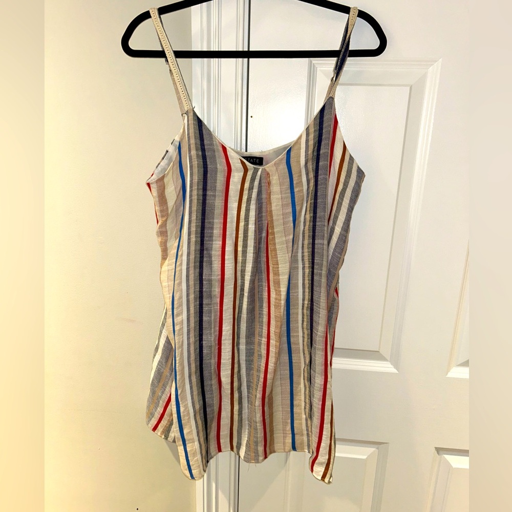 1. State Striped Mini Dress in Cream, Blue, Red, Tan